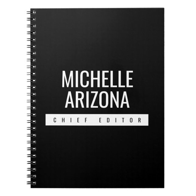 Caderno Espiral Moderno profissional negro minimalista (Frente)