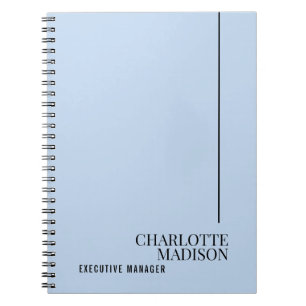 Caderno Espiral Moderno Simples Azul Claro Simples Minimalista Nom
