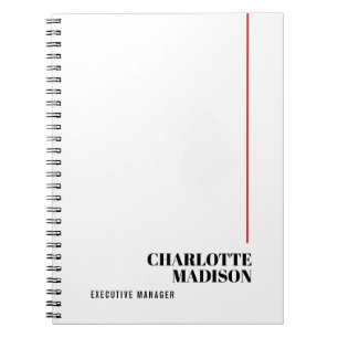 Caderno Espiral Moderno Simples Preto Branco Moderno Minimalista S
