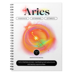 Caderno Espiral Moderno - Sinal Zodiac - Cota ARIES Elemento Fog