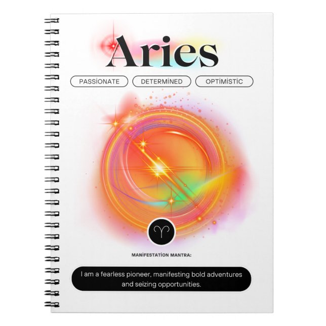 Caderno Espiral Moderno - Sinal Zodiac - Cota ARIES | Elemento Fog (Frente)