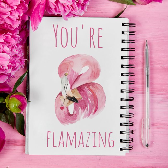 Caderno Espiral Moderno Você É Flagrante Beleza Rosa Flamingo (Criador carregado)