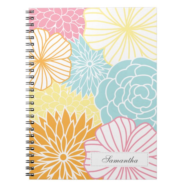 Caderno Espiral Modificação colorida floral (Frente)