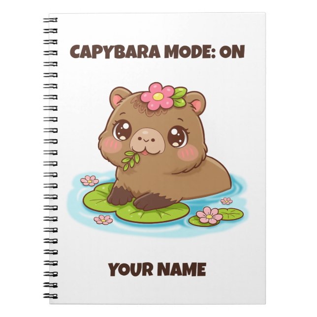 Caderno Espiral Modo Capivara Kawaii Fofo Personalizado (Frente)