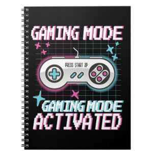 Caderno Espiral Modo de jogos Ativado Design de Jogador de Pixel R
