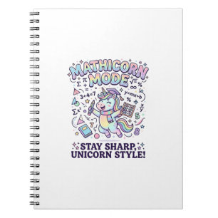 Caderno Espiral Modo Unicórnio Mathicorn Encantador Fundo Branco D