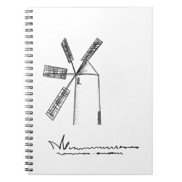 Caderno Espiral moinho em fundo branco
