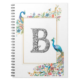 Caderno Espiral Moldura com aquarelas e flores - B