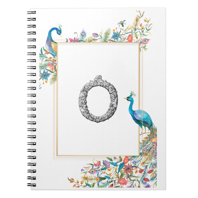 Caderno Espiral Moldura com aquarelas e flores - O (Frente)