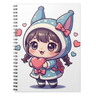 Caderno Espiral Moletom Blue Heart Chic