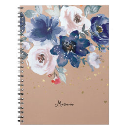 Caderno Espiral Molho Cor Azul-Cor-de-Água Flor Sua Pessoa