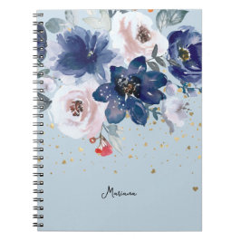 Caderno Espiral Molho Cor Azul-Cor-de-Água Flor Sua Pessoa