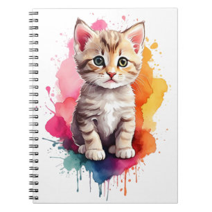 Caderno Espiral Molho De Água, Gatinho De Arte Gato De Gato
