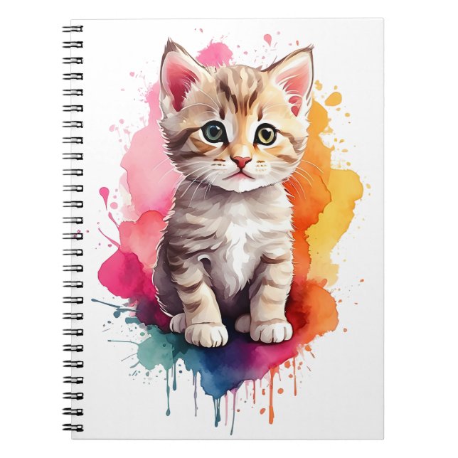 Caderno Espiral Molho De Água, Gatinho De Arte Gato De Gato (Frente)
