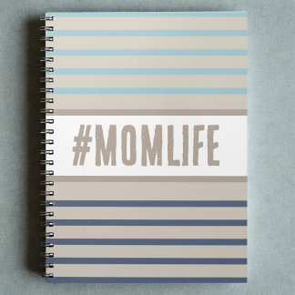Caderno Espiral Momlife azul turquesa e bege