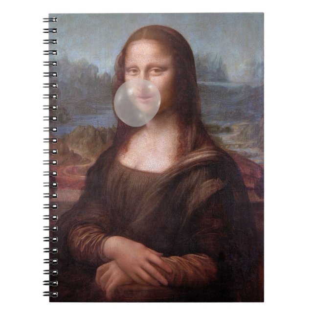 Caderno Espiral Mona Lisa a soprar o chiclete da cinza (Frente)