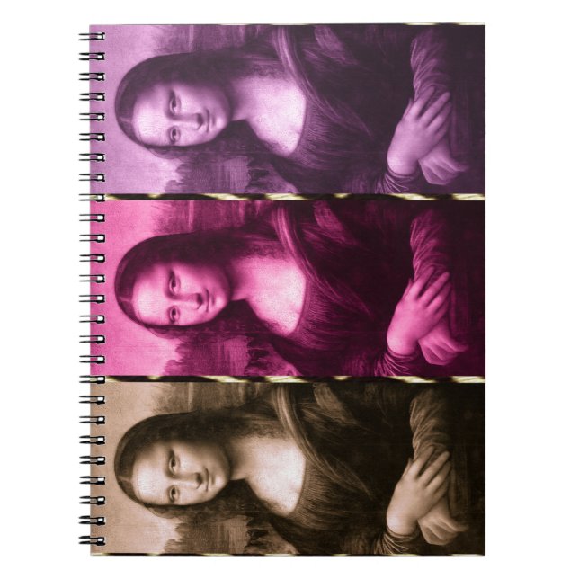 Caderno Espiral Mona Lisa Animal Imprime Chocolate Rosa Puro (Frente)