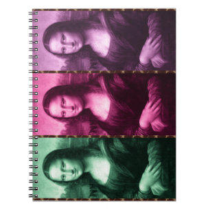 Caderno Espiral Mona Lisa Estampa Animal Verde Rosa Roxo