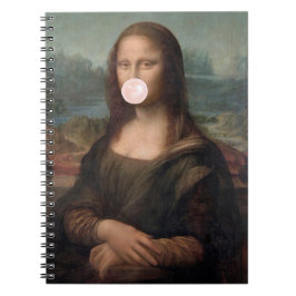 Caderno Espiral Mona Lisa soprando pastilha elástica rosa