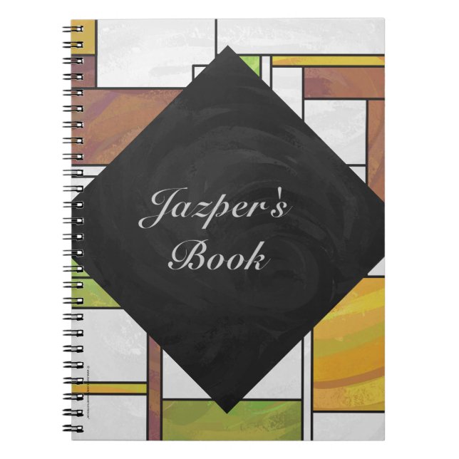 Caderno Espiral Mondrian Brown Yellow Impressão (Frente)