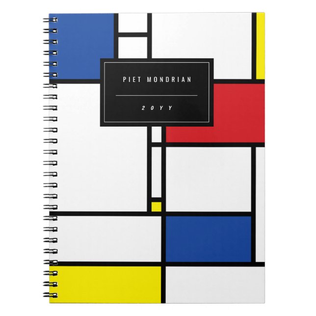 Caderno Espiral Mondrian Minimalist Geométrico De Stijl Modern Art (Frente)
