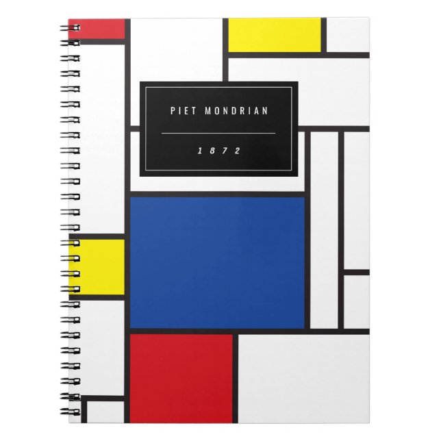 Caderno Espiral Mondrian Minimalist Geométrico De Stijl Modern Art (Frente)