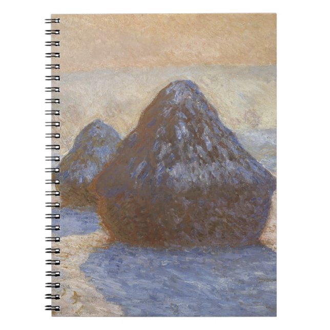 Caderno Espiral Monet Haystacks no Notebook Winter Spiral (Frente)
