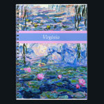 Caderno Espiral Monet - Lírios d'água 1919 modelo<br><div class="desc">A famosa pintura de Claude Monet,  Water Lily,  1919,  modelo,  pronta para personalizar. Insira seu próprio nome/texto no lugar de Virginia.</div>