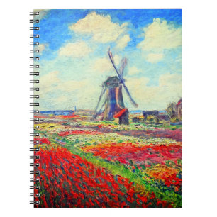 Caderno Espiral Monet Tulips Windmill