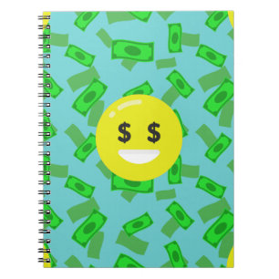 Caderno Espiral money eyed emoji
