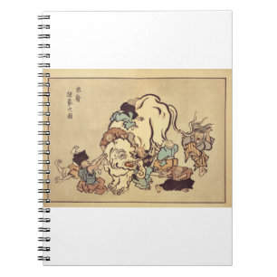 Caderno Espiral Monges cegas que examinam um elefante