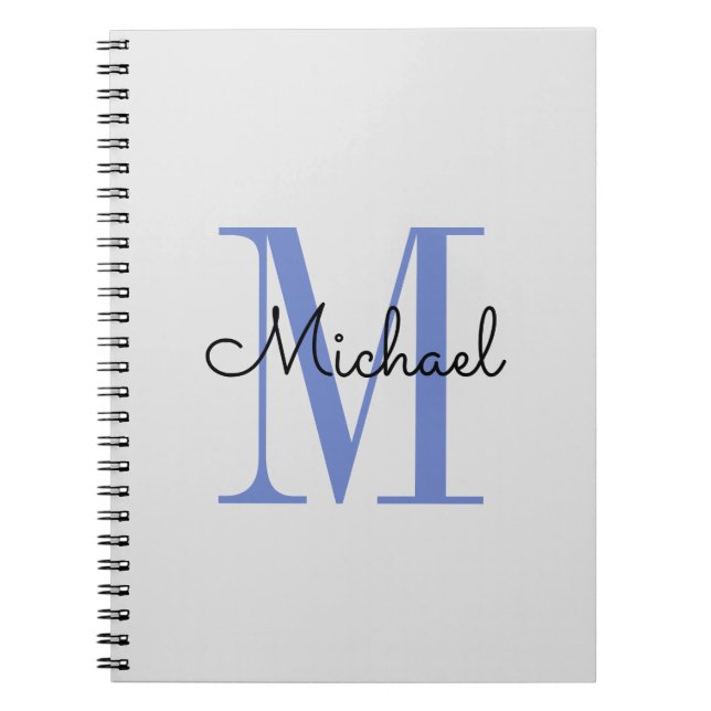 Caderno Espiral Monogram Boy Name Initial Blue Black (Frente)