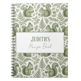 Caderno Espiral Monogram Green Chinoiserie Squirrel Woodsy Recipe