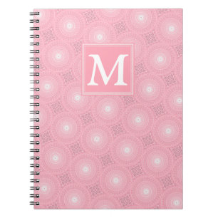 Caderno Espiral Monogram pink circles pattern