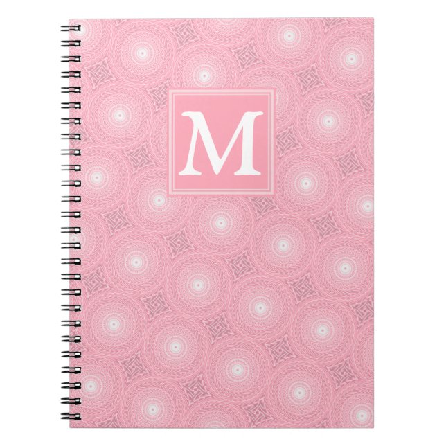 Caderno Espiral Monogram pink circles pattern (Frente)