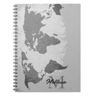 Caderno Espiral Monogram World Map Traveler Name Gift Favor