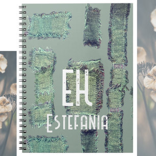 Caderno Espiral Monograma abstrato verde-pastel