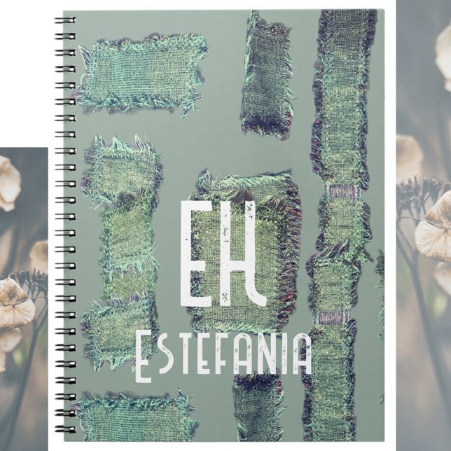 Caderno Espiral Monograma abstrato verde-pastel (Criador carregado)