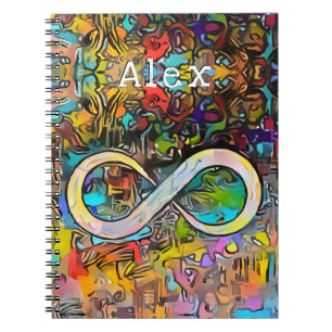 Caderno Espiral Monograma Adicionar nome Símbolo Infinito