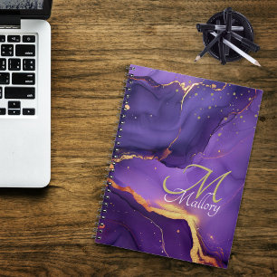 Caderno Espiral Monograma 💜 Agate Roxo ✨ Script Elegante