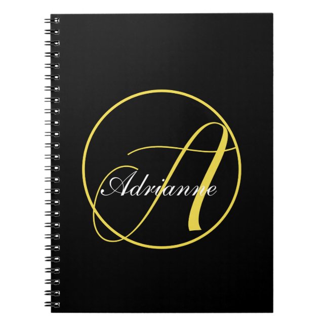 Caderno Espiral Monograma amarelo iluminado (Frente)