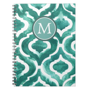 Caderno Espiral Monograma   Aquamarine Motif IV