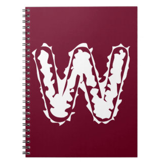 Caderno Espiral Monograma assustador branco em vermelho