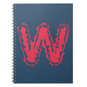 Caderno Espiral Monograma assustador colando vermelho em azul