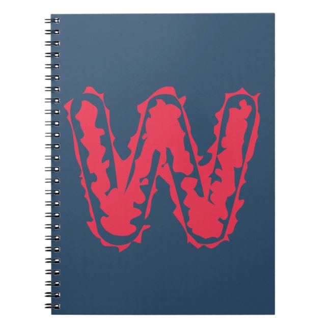 Caderno Espiral Monograma assustador colando vermelho em azul (Frente)