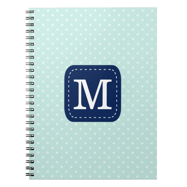 Caderno Espiral Monograma Azul de Marinho de Mint Adorável (Frente)