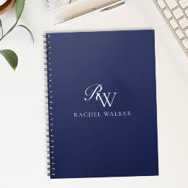 Caderno Espiral Monograma Azul Elegante