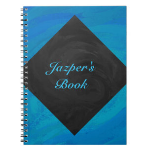 Caderno Espiral Monograma Azul Oceano e Preto