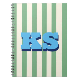 Caderno Espiral Monograma Azul Personalizado, Iniciais Personaliza