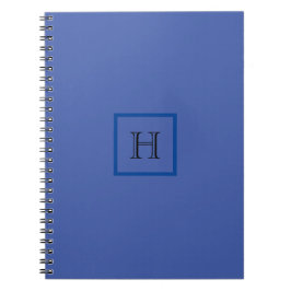 Caderno Espiral Monograma Azul Simples Na moda Moderno Inicial